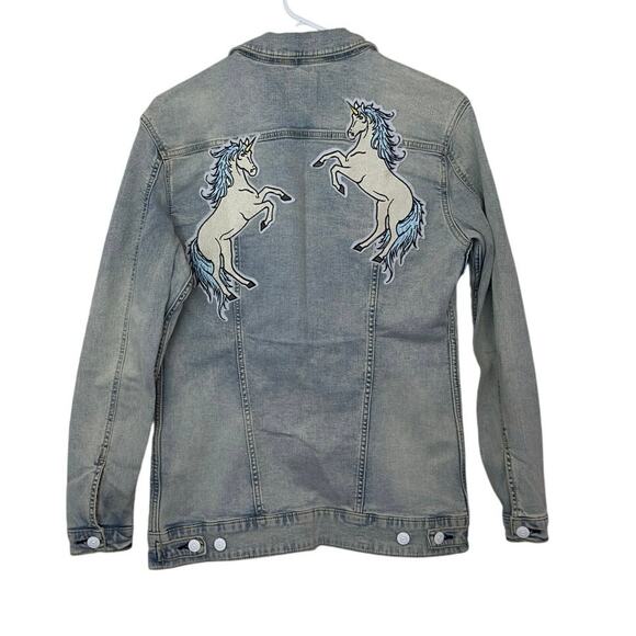 Lularoe Jackets & Blazers - Lularoe Women’s Unicorn Patch Denim Jean Jacket Size S Whimsical Magical